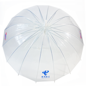 Ovida Adult Dogon Shaft Ƙarfin Kumfa Mai Fassara PVC Filastik Mai Tsabtace Dome 16 Ribs Umbrella