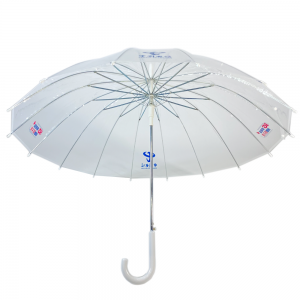 Ovida adulto eje largo fuerte burbuja transparente PVC plástico transparente cúpula 16 costillas paraguas
