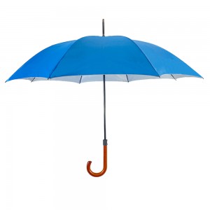 Ovida çubuk şemsiye 23 inç 8 nervür J kulplu müşterinin logosu baskılı gümüş kaplama şemsiye
