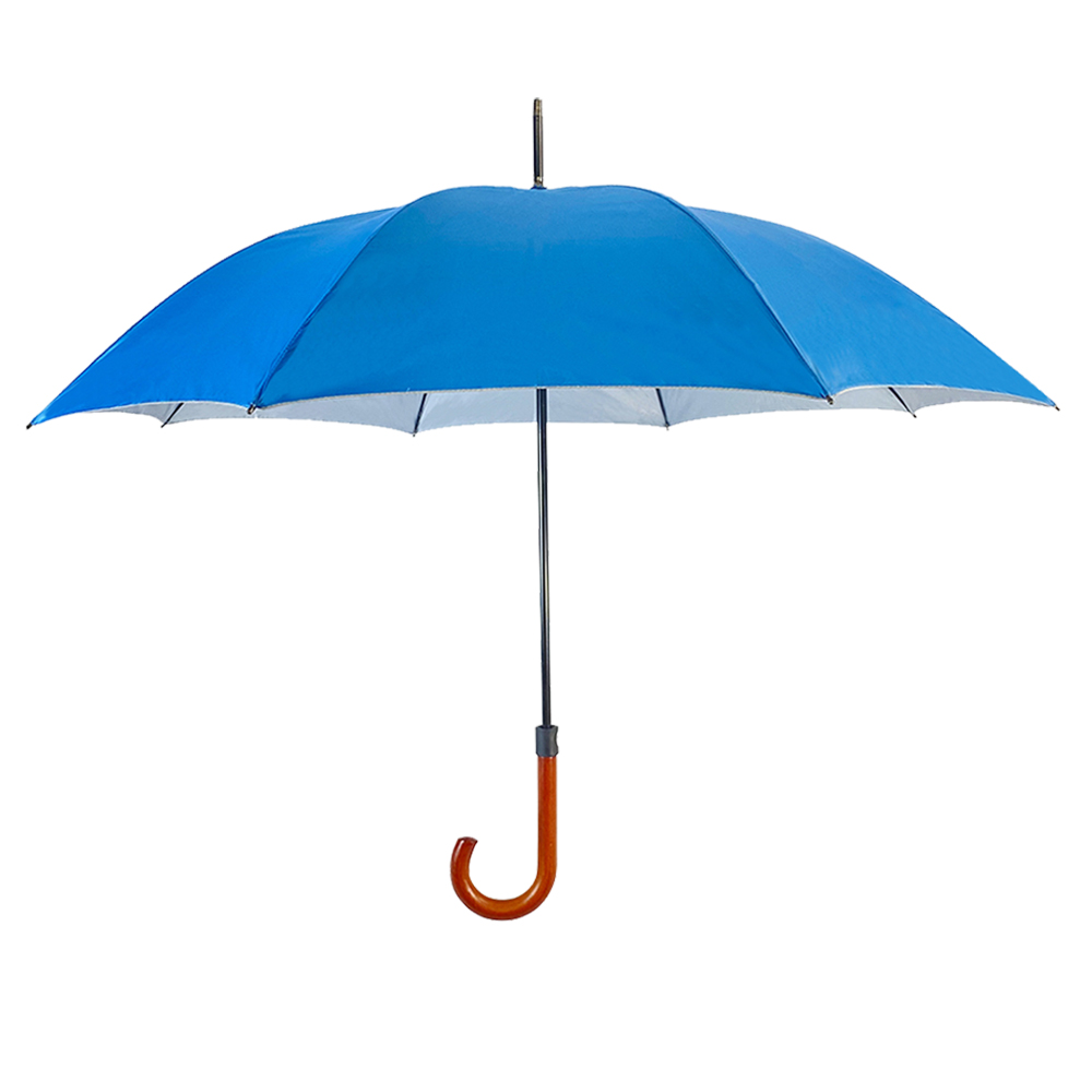 Ovida bot esernyő 23 hüvelykes 8 bordás J fogantyú ezüst bevonatú esernyő ügyfél logónyomattal