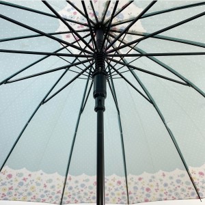 Ovida Women Fashion 16 Ribs Lace Pagoda Parasol Princess Long-handle Umbrella Windproof Sunny and Rainy Umbrella