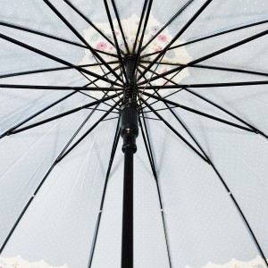 Ovida japoniško stiliaus 23 colių su 16 šonkaulių mados lazdos skėtis su kliento logotipu, greitas pristatymas už pigią kainą