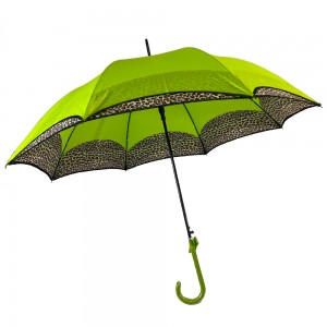 Ovida 23-tums 8-ribbs paraply rakt automatiskt paraply Unik leoparddesign
