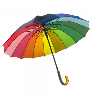 Disseny de teixit de colors Ovida de 23 polzades amb 16 costelles, el nou dosser de paraigües de colors de Taiwan amb disseny d'impressió del logotip del client