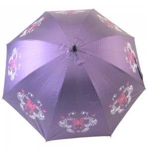 OVIDA Pololei Umbrella J Mana Pongee lole Violet a me ka uhi ʻeleʻele i ka hoʻolālā ʻana o UV Protection.