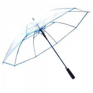 Ovida Transparent POE Umbrella အရောင်းမြှင့်တင်ရေး စိတ်တိုင်းကျ မိုးကာစ PVC ပလပ်စတစ်ထီး