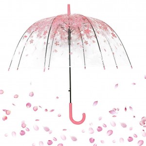 Ovida Sakura Cherry Blossom Pink Transparent Clear Bubble Paraply