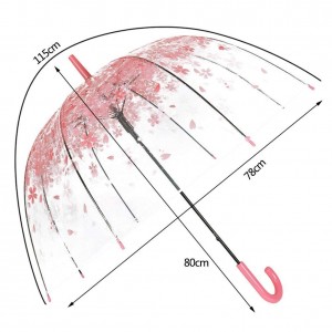 Ovida Sakura Kiischtebléieschau Pink Transparent kloer Bubble Umbrella