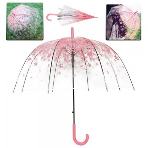 Ovida چیری بلاسم POE شفاف چھتری کے ساتھ کثیر رنگوں کے پھولوں کی شادی کا تحفہ باغ چھتری چھتری تھوک سستی قیمت
