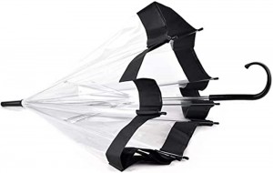 Paraugas de PVC de cúpula transparente de plástico con borde negro personalizado de apertura manual Ovida