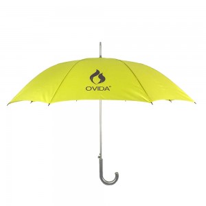 Овида лого штампа кишобран прилагођени алуминијумски аутоматски штап жути кишобран са штампаним логотипом