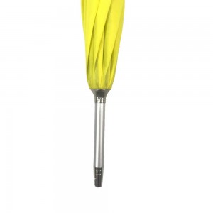 Ovida logotipas spausdina skėtį pagal individualų užsakymą aliuminio automatinė lazdelė geltona skėtis su logotipo spauda