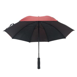 Paraguas personalizado multicolor Ovida negro y rojo con mango de espuma antideslizante