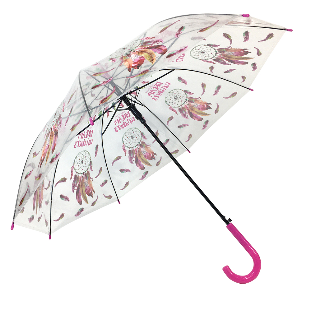 OVIDA 23*8K POE PVC Umbrella စိတ်ကြိုက်ပုံစံနှင့် အရောင်ဒီဇိုင်းဖြင့် ကြည်လင်သော ဖောက်ထွင်းမြင်ရသောထီး