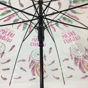 Ovida ຂ້ອຍສາມາດເຫັນໄດ້ຊັດເຈນ Umbrella Auto ເປີດ Clear Bubble Prints Stick Umbrella