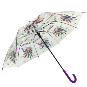 Ovida Aato Open 52″ ARC Fashion Prints Parapluie en plastique transparent Parapluie à bulles