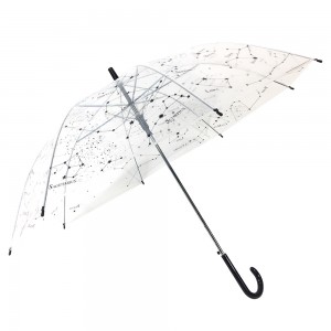 Ovida PVC プラスチック傘、カスタム ロゴ プリントが透明な傘を透かします。