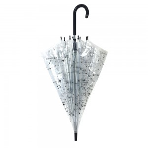 OVIDA 23*8K POE Umbrella Clear проѕирен чадор автоматска пластична рачка со прилагодена шема и промена на бојата