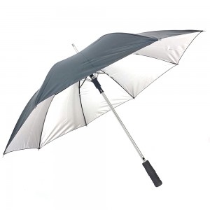 Ovida Fiberglass Frame Windproof Aluminium Golf Umbrella hamwe no Kwifungura Imikorere Sliver Coating Impeshyi.