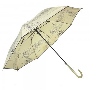 OVIDA Golf Straight Umbrella Paraguas Semi-awtomatikong Bukas Uban sa Pilak nga Patong nga Custom nga Disenyo