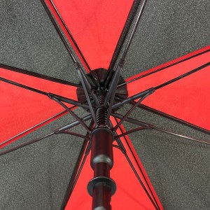 OVIDA 23 inčni kišobran s ručkom u obliku slova J, crveni kišobran prilagođenog dizajna