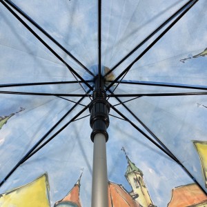Ovida-ს მორგებული ლოგო ბეჭდავს ქოლგის ფოტოგრაფიას ხარისხის ავტომატური ქოლგა ციფრული საბეჭდი ქოლგებით