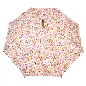 OVIDA 23 Inch 8 Ribs Ladies' Umbrella Wooden Handle Pongee Flower Fabric Accept Custom Logo Print