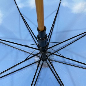 Guarda-chuva de eixo de madeira OVIDA tecido colorido e alça em forma de J aceita design personalizado