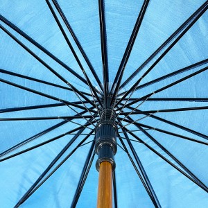 OVIDA 23palcový 16 žebrový deštník rukojeť s dřevěnou násadou Klasický Luxusní s vlastním designem