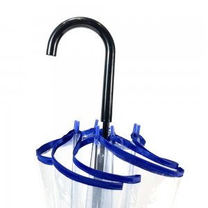 Ombrello antipioggia OVIDA da 23 pollici a 8 stecche POE Ombrello blu trasparente trasparente con logo personalizzato