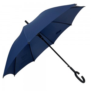 Paraguas Ovida especial con mango en forma de C, 23 pulgadas, 8 varillas, marco resistente, azul oscuro