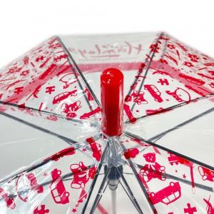 Ovida POE Umbrella Plastic Sihin agboorun Pẹlu Aṣa Apẹrẹ Ati Logo Print