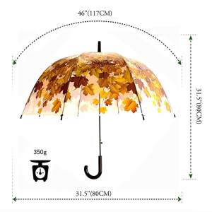 Ovida 46 インチオートオープンドーム形状クリアリーフロンドンファッション透明傘