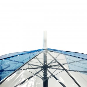 OVIDA POE PVC 우산 파란색과 흰색 투명 투명 우산 창의적이고 다채로운