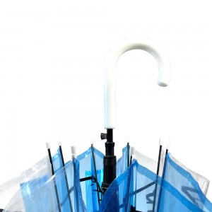 OVIDA POE PVC Umbrella Blau en Wyt Clear Transparent Umbrella Kreatyf en kleurich