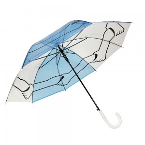 OVIDA POE Payung PVC Biru dan Putih Bening Transparan Payung Kreatif dan Berwarna-warni