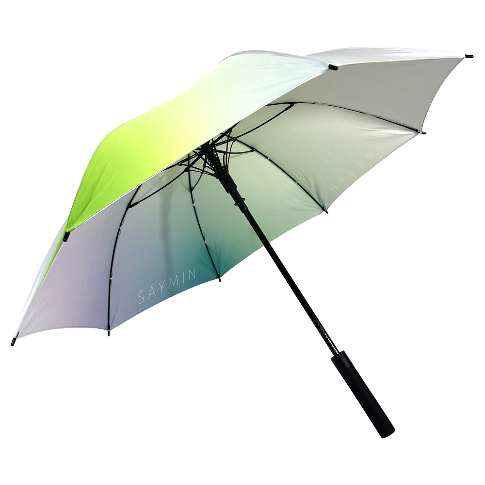 OVIDA 23 inch 8 ribben dûbele laach cusotm logo design rjochte griene paraplu