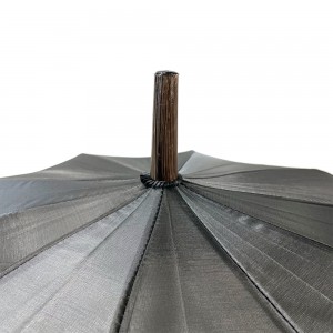 OVIDA Promocijski ravni dežnik s kovinskim okvirjem in lesenim nagnjenim ročajem