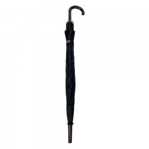 Reklamní přímý deštník OVIDA s kovovým rámem a dřevěnou křivou rukojetí