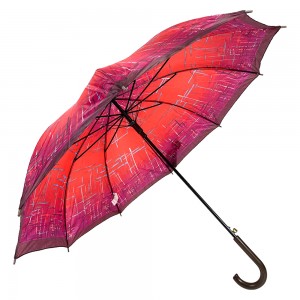 OVIDA ombrellë e drejtë gjysmë automatike me pëlhurë të kuqe 23 inç 10 brinjë