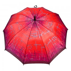OVIDA 23 Inch 10 Ribs Semi-automatyske Red Fabric Straight Umbrella