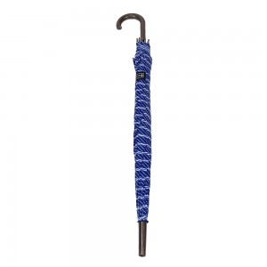 Прямой зонт OVIDA с синей принтованной тканью и деревянной ручкой