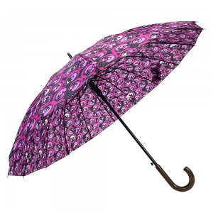 OVIDA 23 Inch 16 Ribs Straight Umbrella Wooden Handle Wholesale Payong