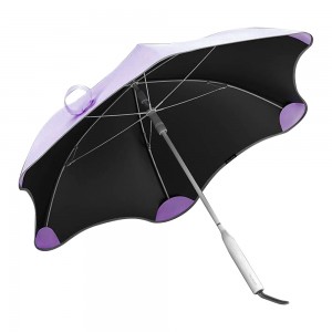 Ovida 25 inch Promosi Strip Reflektif Blunt Umbrella Round Corner Black Coating payung tumpul ungu