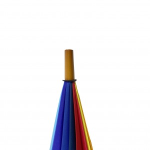 Ovida رخيصة الترويجية متعددة الألوان 16 لوحة طويلة مقبض خشبي السيدات فتاة النساء الزخرفية مستقيم جولف قوس قزح مظلة