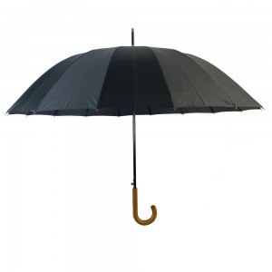 Ovida reklaminiai pritaikyti golfo skėčiai 27 colių 16 šonkaulių didelio dydžio golfo tiesus skėtis su medine rankena aukštos kokybės
