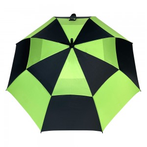 Ovida Umbrelă de golf dreptă, multicoloră, extra mare, cu baldachin dublu, ventilat, rezistent la vânt, umbrelă de soare deschisă automată pentru bărbați