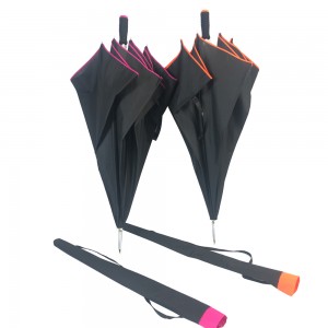 Paraguas de golf de fibra de vidro de fibra de vidro de tecido recto con apertura automática para golf, paraguas de golf a prueba de viento negro