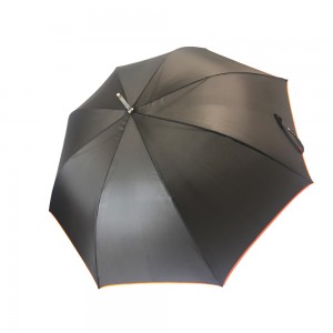 Ovida pongee szövet Straight Auto Open Alumínium szár Üvegszálas golf esernyő Kiváló minőségű fekete szélálló golf esernyő