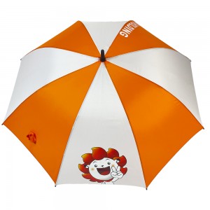 Ovida grossist paraply fabrikspris långt PU-handtag tryck logotyp vindtätt och vattentätt billigt rakt paraply till salu